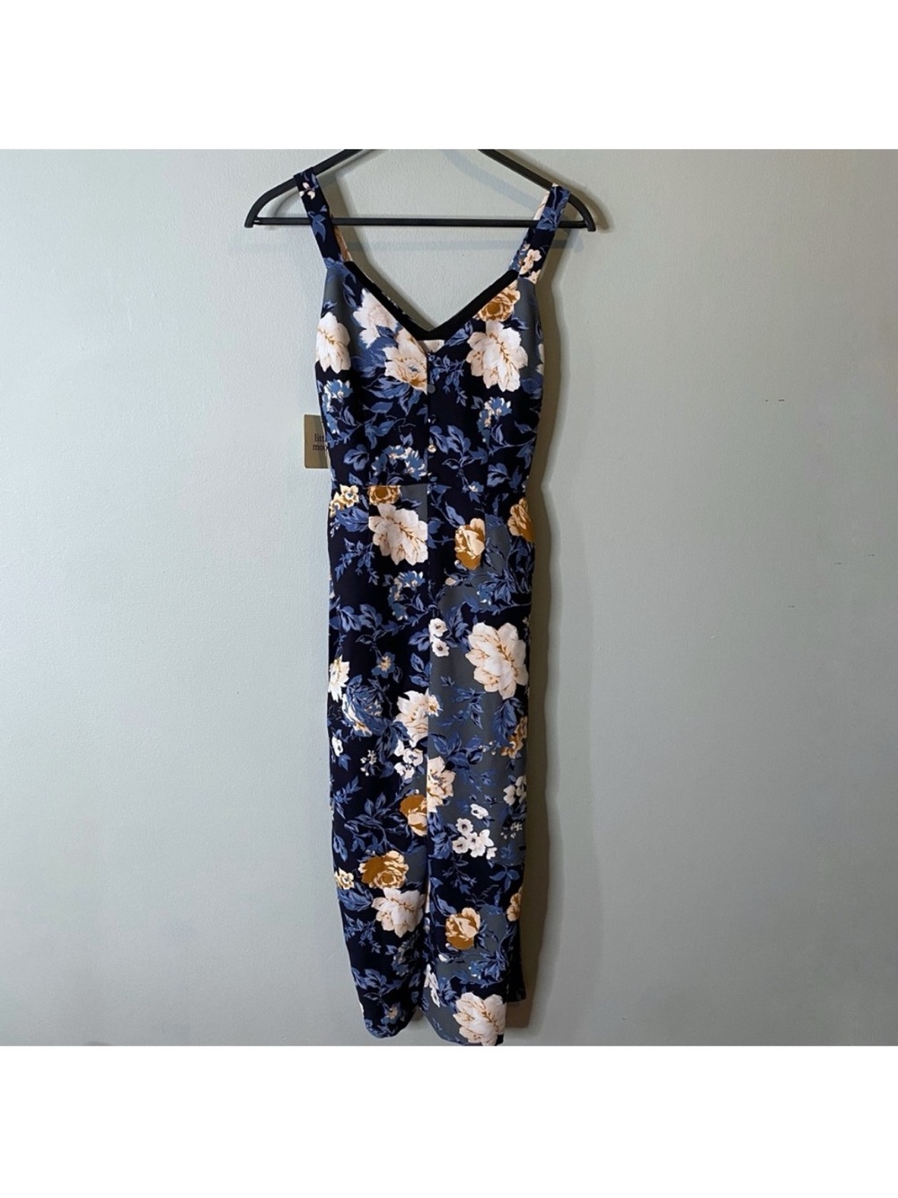 NWT Little Moon Petunia Jumpsuit Floral Front Button Blue Peach Dressy NO BELT - Picture 5 of 7